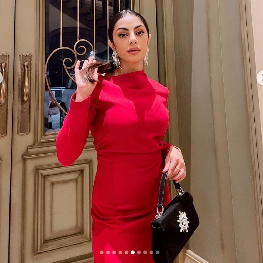 ZARA RED DRAPED SHEATH MIDI MAXI DRESS $129.90 - Picture 9 of 11